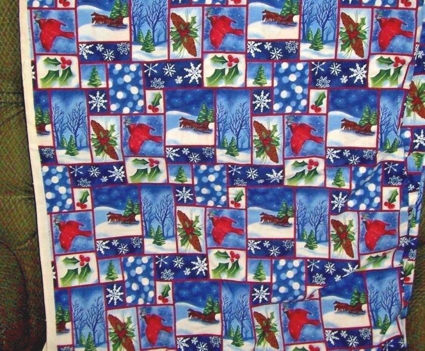 Christmas Cardinal Snow Cotton Blend Fabric Marcus Bros Textiles  4.75 yds x 44