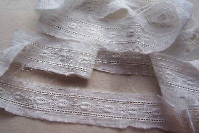 Vtg 100% Cotton Embroidered  Entredeux / Insertion Lace Trim for Antique Doll