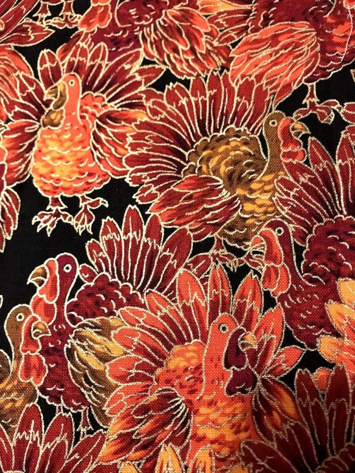 Turkey Fabric,Metallic,Orange and Rust,1/2 Yard,Fall,Thanksgiving,Quilting