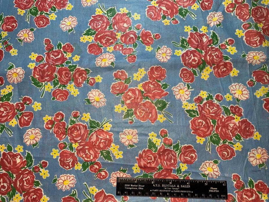 Vintage Cotton Fabric 40s SWEET Rose Bouquets 35w 1yd