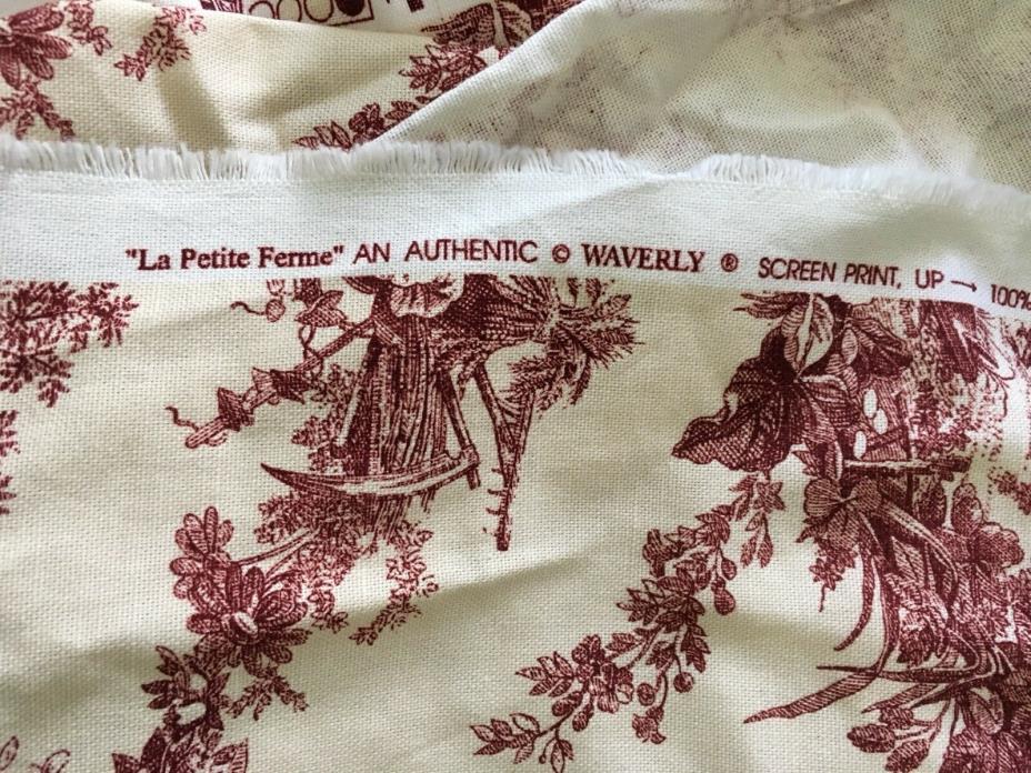 6 Yards Rare Discontinued Waverly Le Petite Ferme Toile Fabric Farm Scene