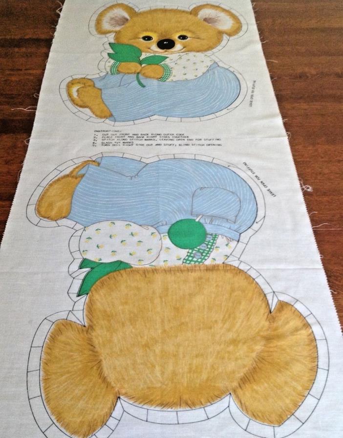 Vtg 1970s Cut and Sew Koala Bear Toy Pillow Doll Fabric Panel Easy Beginner
