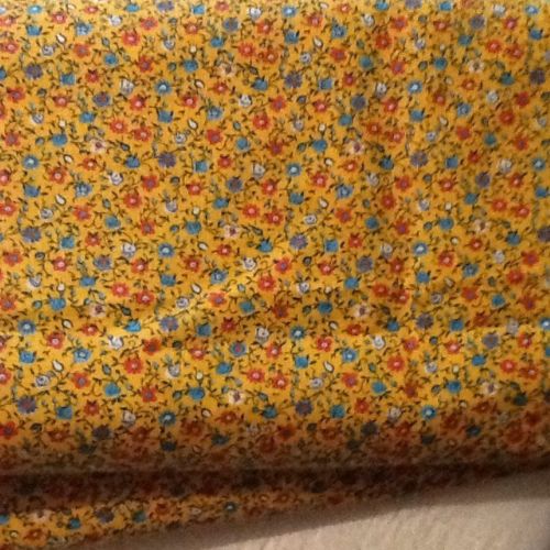 4-2/3 YARDS COTTON FABRIC CHEDDAR YELLOW WITH ALLOVER FLORAL