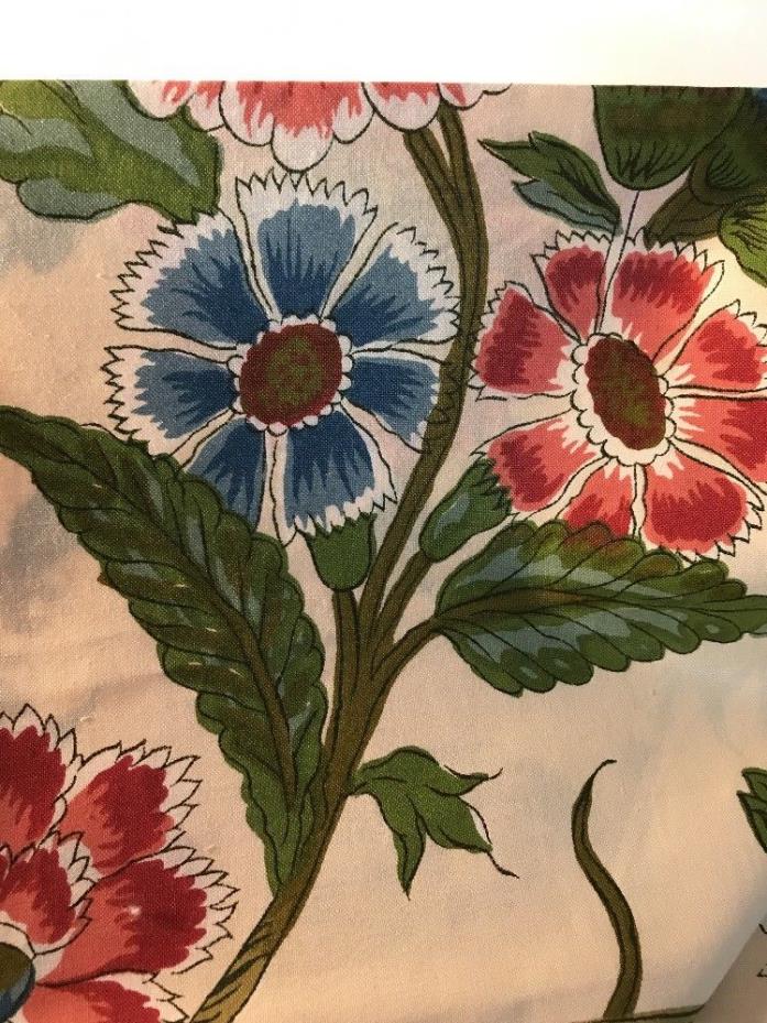 Vintage Floral Fabric Sample Cotton Royal Windsor Garden Import From Switzerland
