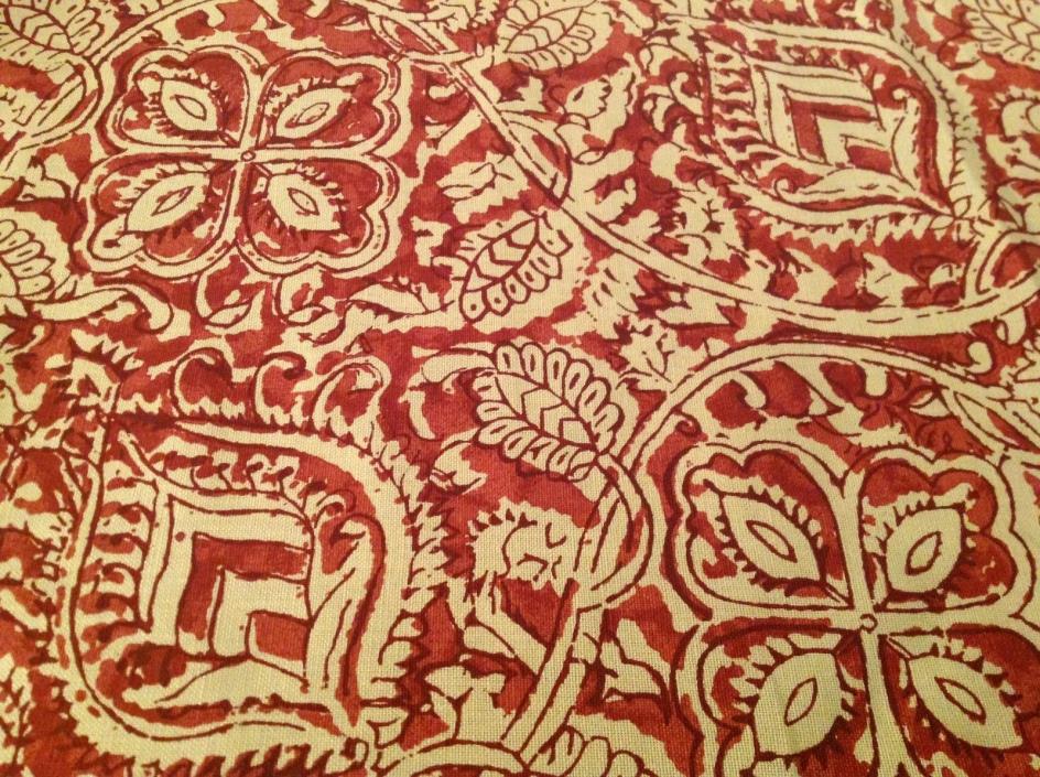 Beautiful Schumacher / Martyn Lawrence Bullard Red Senja Linen Fabric 5 1/2 Yds