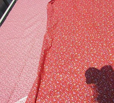 Strawberries Floral Cotton Fabric Lot 3 Yards Pinks Reds Gorgeous Vintage