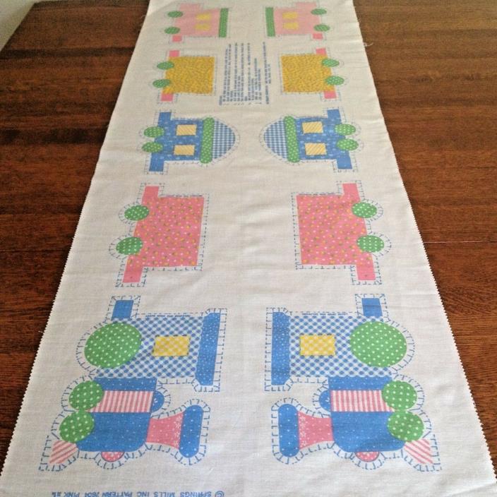 4 Vtg 1970s Cut and Sew Train Toy Pillow Calico Fabric Panel Easy Beginner Baby