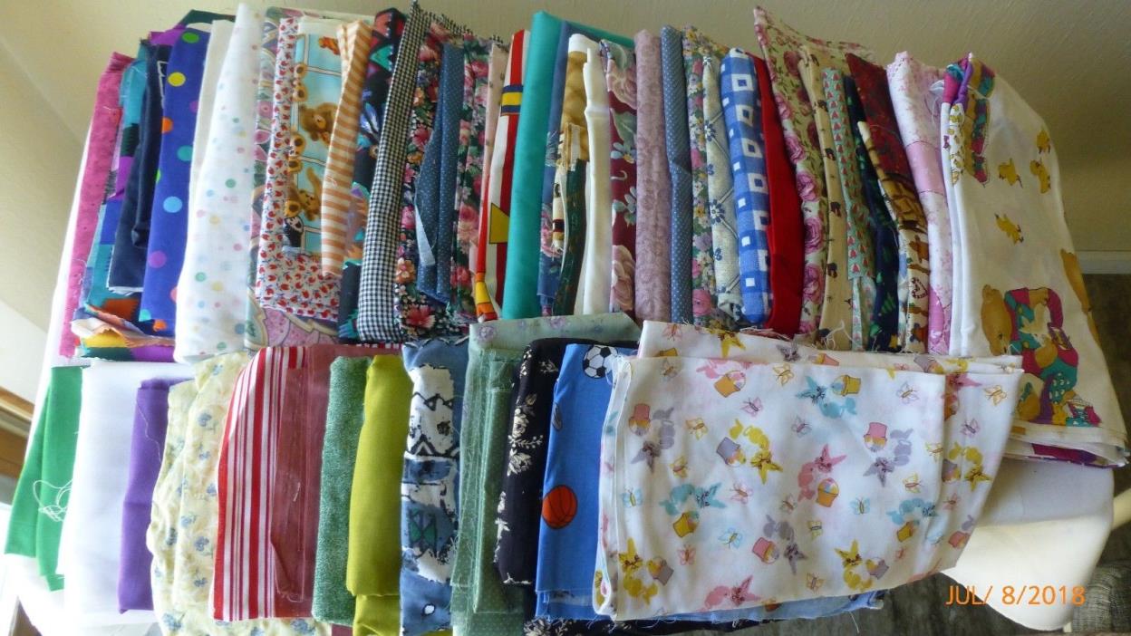 Large Lot of Quilting Fabric Assorted Sizes Mostly Cotton Approx. 9 Lbs Sewing