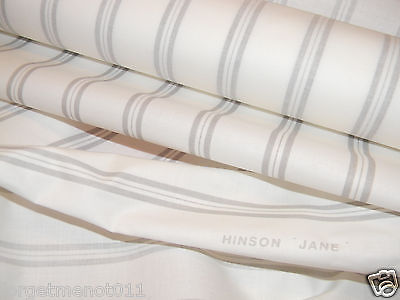 HINSON Superb 100% Cotton Fabric Grey & White Stripe Crisp! 4 yards
