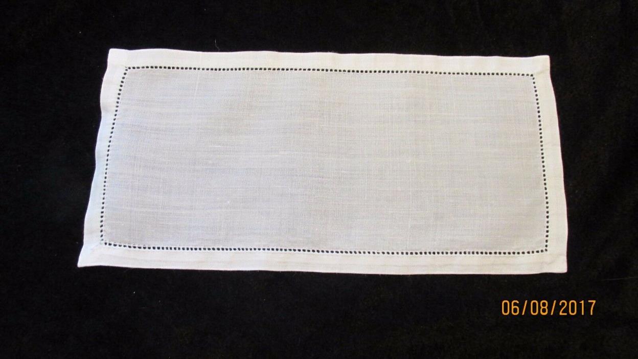 Vintage Linen Table Accent Rectangle Cover Antique White