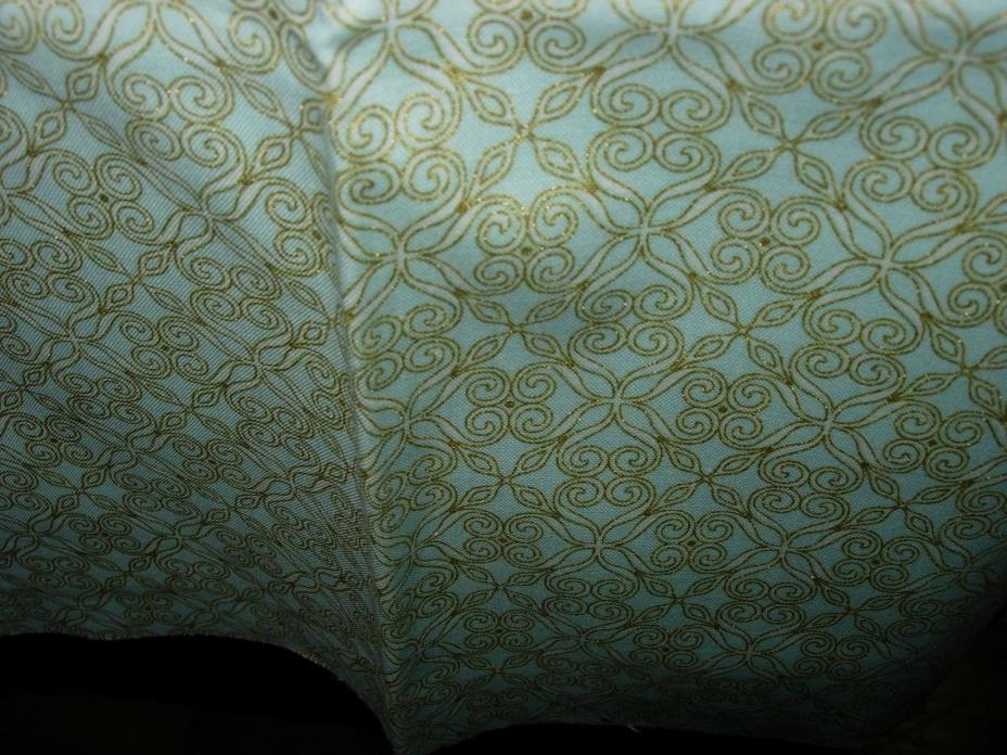 QUALITY FABRIC--TURQUOISE & GOLD--25