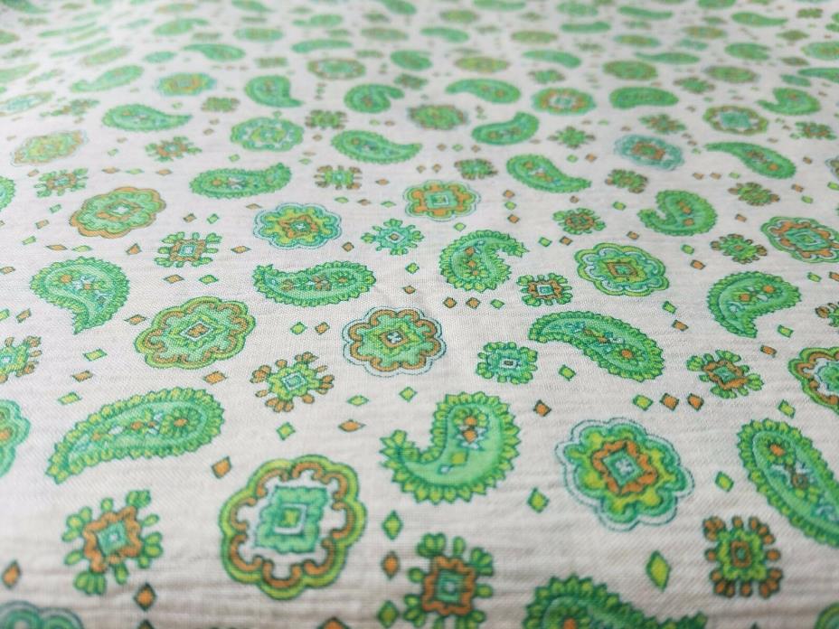 Vintage 1960's SAGE GREEN Paisley Light Weight Crepe Textured Chic FABRIC ~ 3 yd
