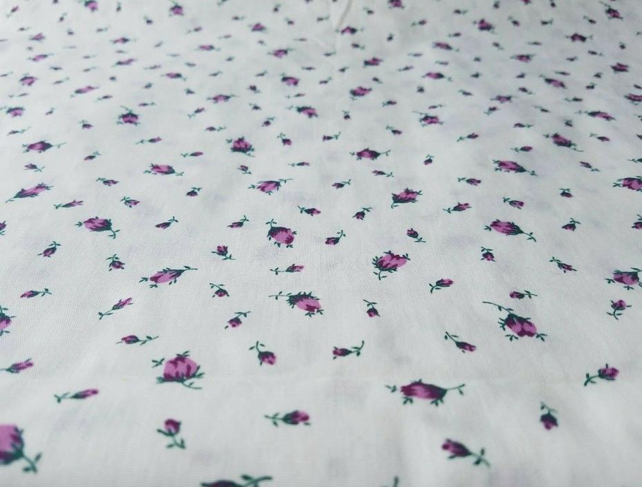 Vintage 1960's Petite PURPLE Violet Rose Buds Light Weight Chic FABRIC ~ 2 yds