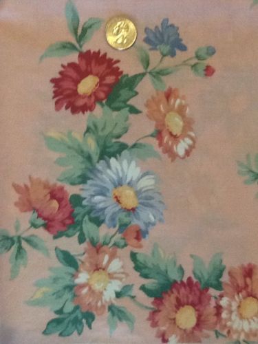 2+ YARDS CONCORD COTTON FABRIC ~ PAINTED DAISIES ON PINK