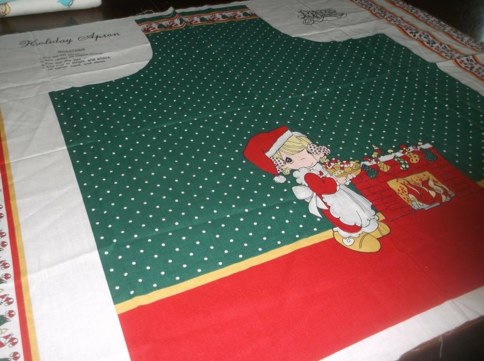 vtg precious moments holiday apron sewing fabric panel