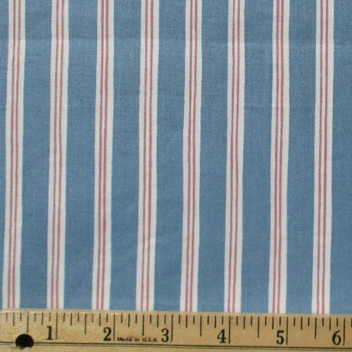 Waverly Cotton  Fabric Calico cupboard teal Shirting stripe BTY