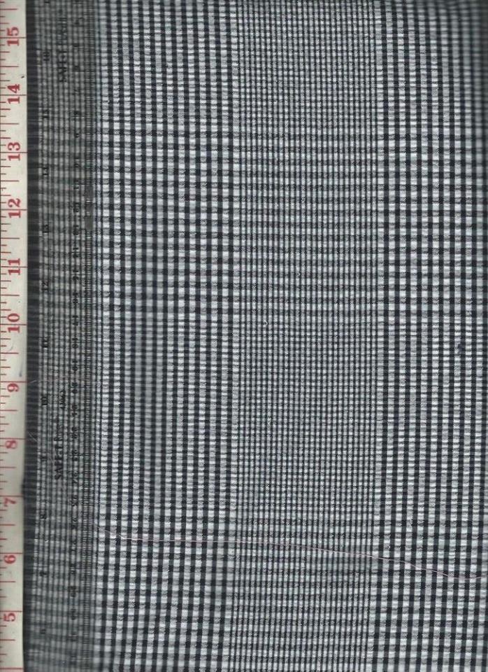 2 Yards 20 Inches Black & White Seersucker Polyester Blend Fabric 44