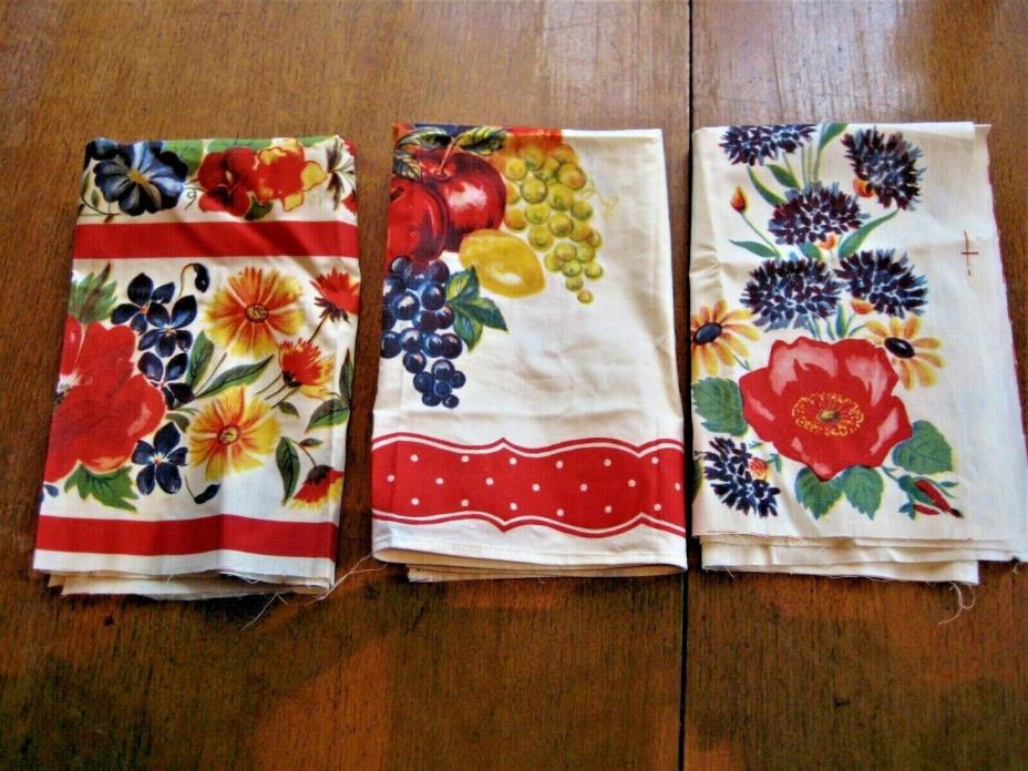Vintage Cotton Printed Apron Fabric 3 Pieces