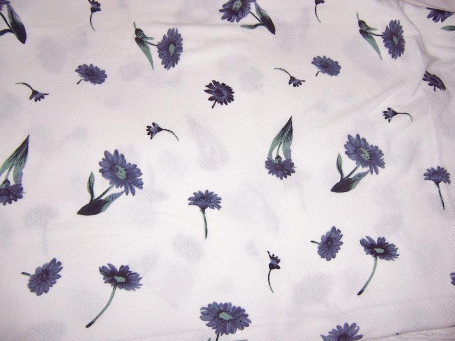 1 3/4 Yards Woven Cotton White Blue Floral Fabric