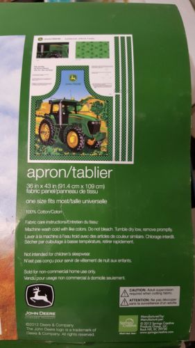 COTTON FABRIC APRON PANEL JOHN DEERE TRACTOR CUT & SEW ONE SIZE FITS MOST