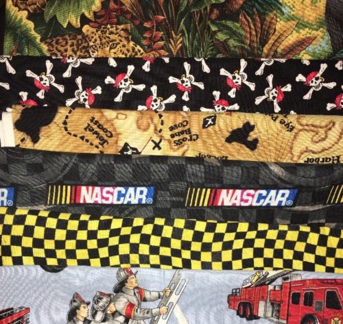 Fabric REMNANTS & SCRAPS Boys JUNGLE Nascar FIREFIGHTERS Pirates QUILTS Projects