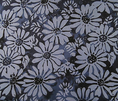 2 yds Vintage Blue Floral Batik 100% Cotton Quilting Fabric Hand-Dyed Indonesia
