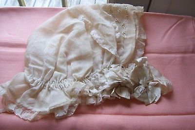 Vtg Victorian/Edwardian Hand Sewn Ladies Silk Sleep Bonnet Cap Ribbons/Lace