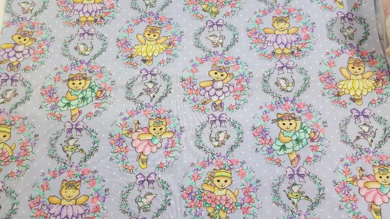 BTY Daisy Kingdom #3904 Cat Dance Allover Purple Fabric Cotton Quilting