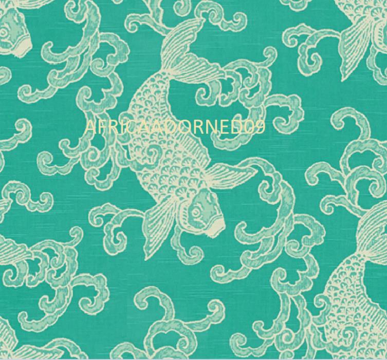 EXOTIC TROPICAL FISH MOTIF COTTON PRINT FABRIC MULTI TURQUOISE  5YARDS