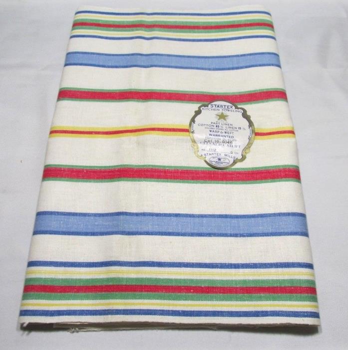 Vintage STARTEX Kitchen Toweling Towel Fabric 4 1/2 Yds Linen Cotton
