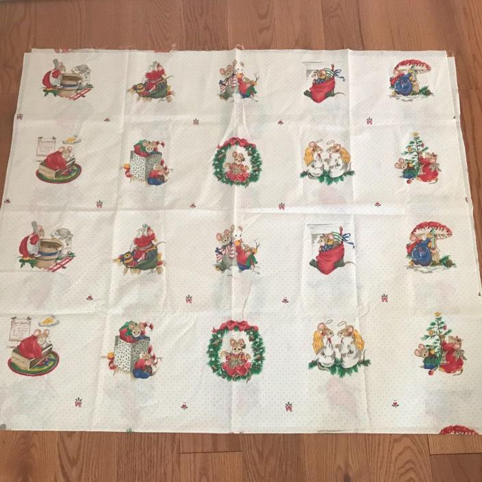 Cranston Print THE MISTLETOE MICE Christmas Fabric Cotton 2 yds