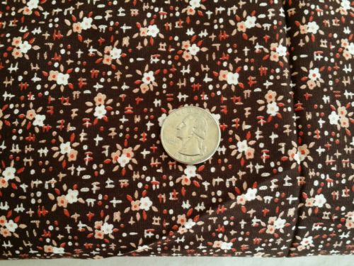 Vintage Brown Calico Fabric Cotton Tiny White Flowers 4.9 YDS