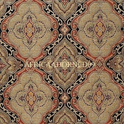 - R6N6M EXOTIC&ETHNIC CHIC WOVEN  MEDALLION UPHOLSTERY FABRIC 5 YARDS MULTI CHAR
