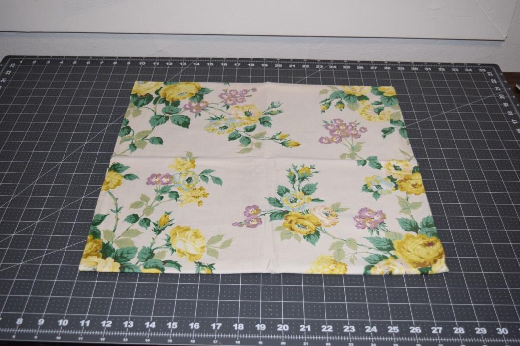 Vintage large floral yellow purple cotton fabric 50