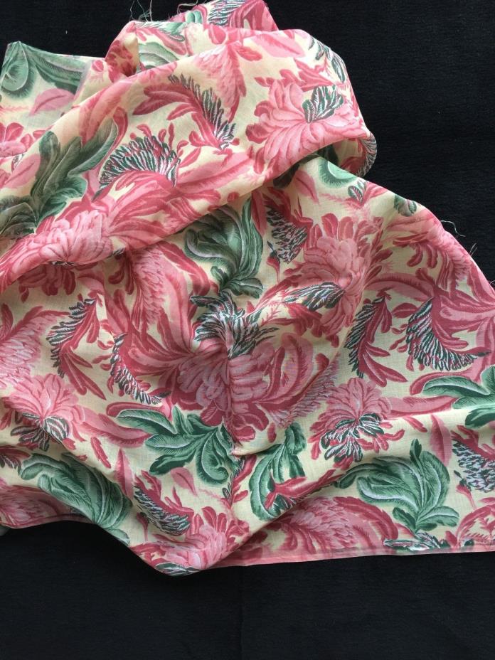 Vintage 1940s-1960s Floral Cotton Semi-Sheer Voile Sewing 45