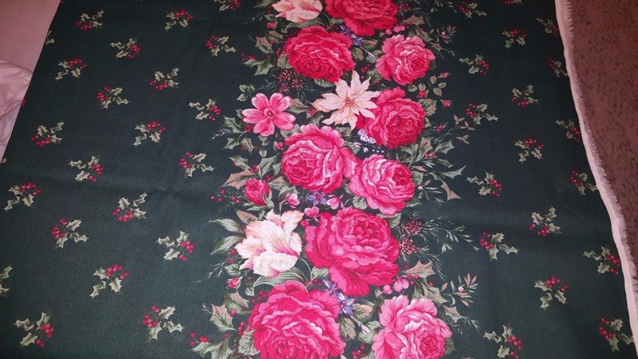 Double Floral Border Print Christmas Tablecloth Fabric 102