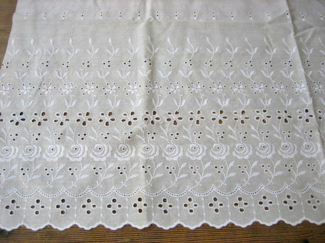 White Embroidered Cotton Eyelet  Fabric 32
