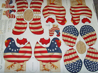 Uncut Daisy Kingdom Sewing Panel  Yankee Doodle Doll Dolls Chickens country