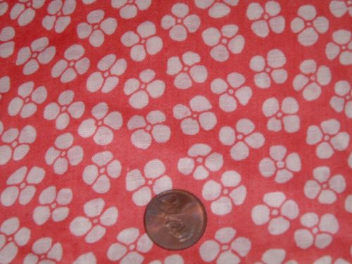 Vtg 40s Real Aunt Grace Small Floral on Red Doll Clothes Quilt Fabric 2ydx36 bd