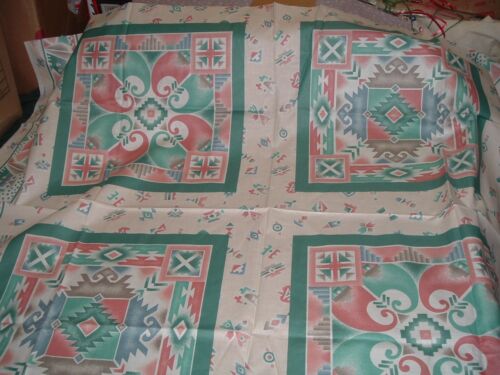 4 Vtg Lot 80s Southwest Indian Geometric Peach Pink Teal Pillow Quilt Panel #mfb