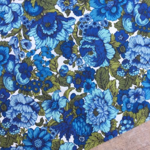 Vintage Blue Cottage Rose Floral House & Home Drapery Upholstery Fabric Yardage