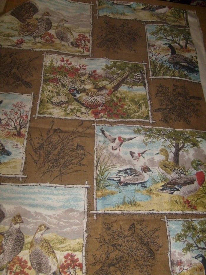 Vtg Upholstery/Drapery FABRIC PHEASANT GAME Birds Quails House N Home 44