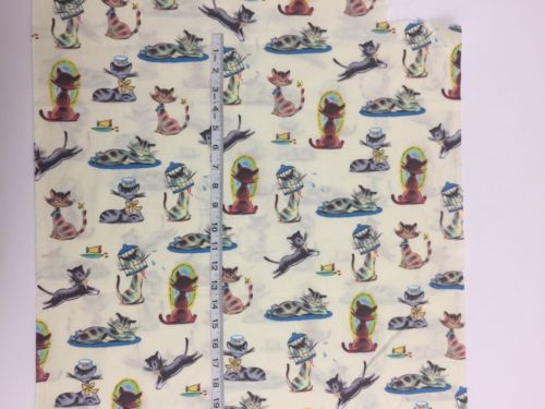 Michael Miller FUNNY CATS  Cotton Fabric Retro Inspired Kitty D#CS4054 1/2 Yard