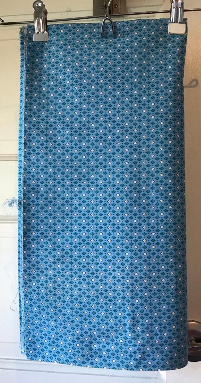 Vintage Fabric Blue and White Small Geometric Print 3 7/8 x 35