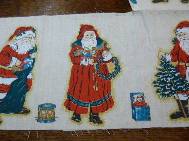Vintage Santa Claus Cut & Sew Fabric Border Fabrics Pillow Doll