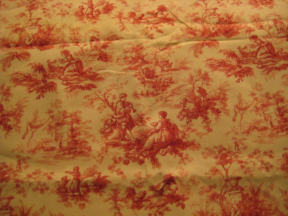 Waverly Toile Fabric Inspirations red on yellow background 3 plus yards