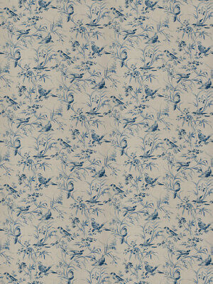 DELIGHTFUL BIRD MOTIF TOILE COTTON PRINT MULTIPURPOSE FABRIC 2 YARDS MULTI BLUES