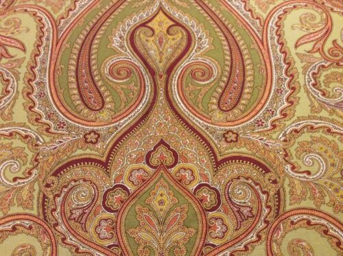JANE SHELTON PAISLEY Green, Red, Orange, Gold, Fabric 5 YDS x 54” W