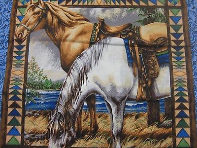 Point of view Horse Children Pillow panel Fabric 4 pp 2 of each border attached