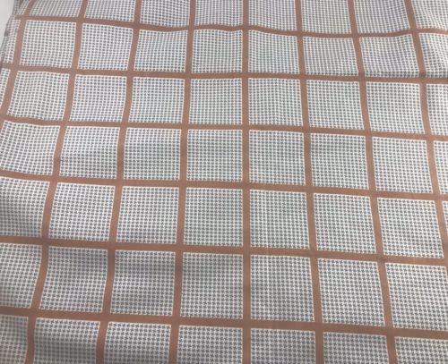 4 YARDS OF VINTAGE 1950’S ERA GREY & BROWN GEOMETRIC PRINT COTTON FABRIC